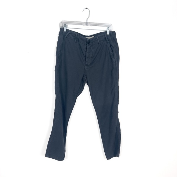 The Great. Cropped Trousers – Navy Linen Cotton Tencel Blend Pants – 28 - Picture 1 of 6